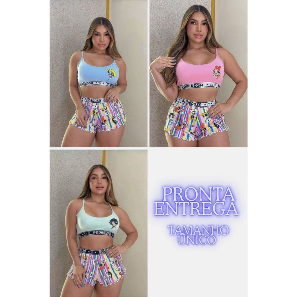 Pijama meninas super poderosas - roupa de dormir confortável TAMANHO ÚNICO