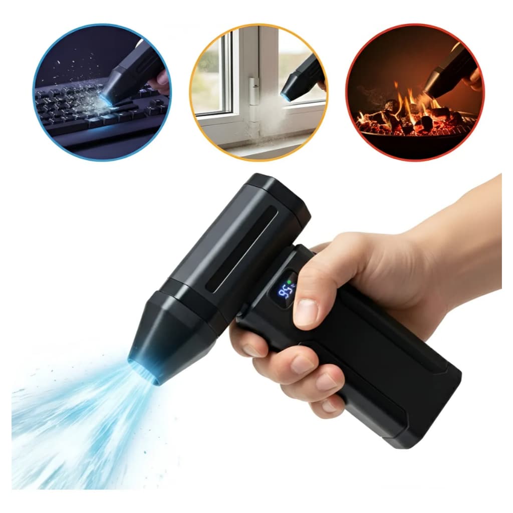 Mini Ventilador Portátil X8 Violent Fan – Super Potência, LED, Display Digital, Recarregável