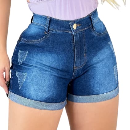 SHORT JEANS FEMININO COM LYCRA BÁSICO