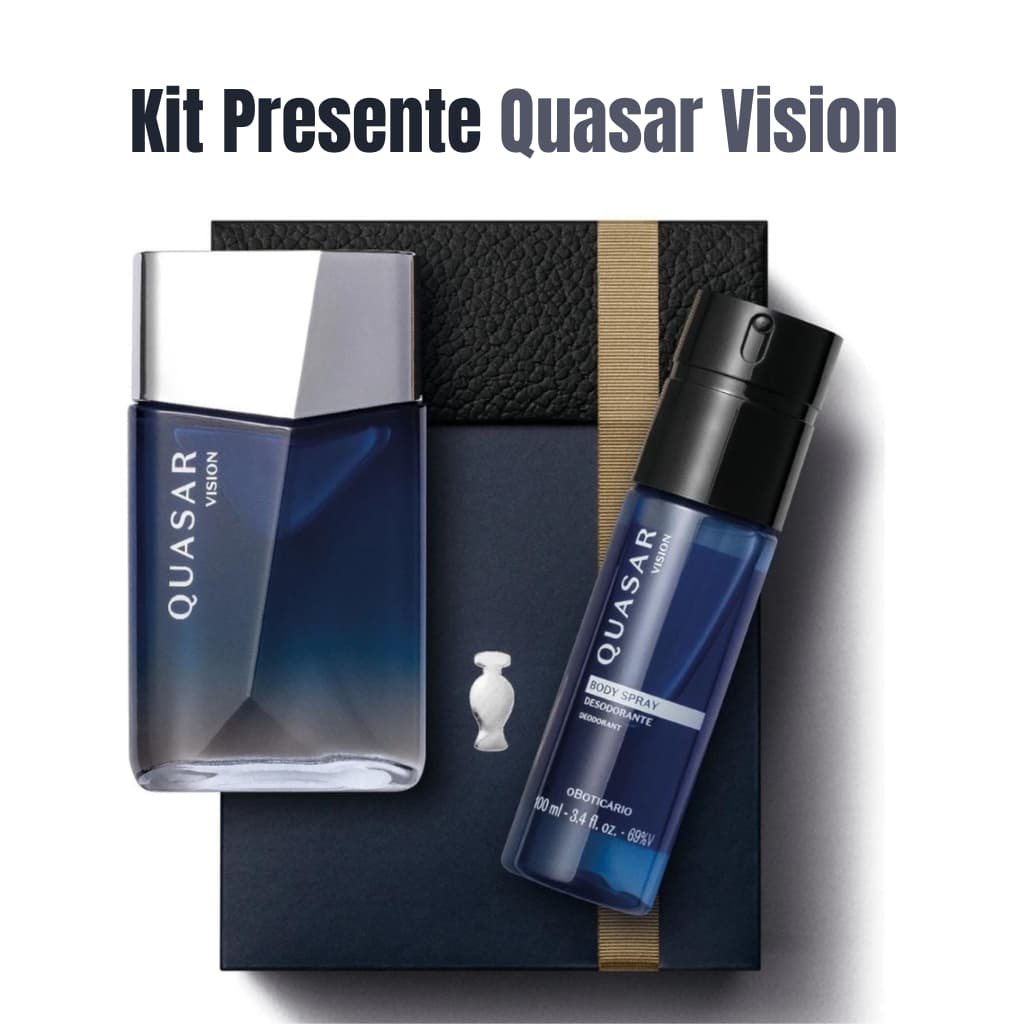 Kit Presente Quasar Vision O Boticário Original – Perfume Masculino e Body Spray 100ml Lacrado
