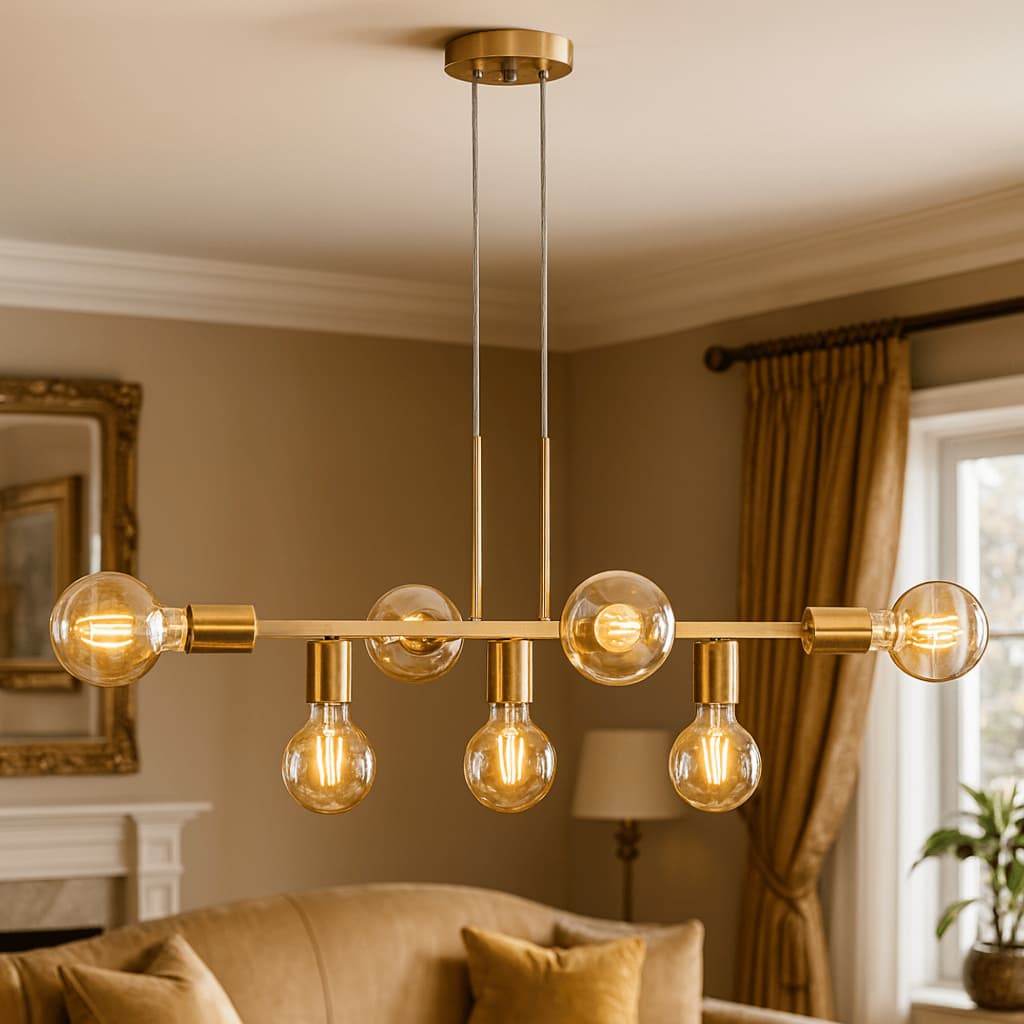 Lustre Pendente Industrial 7 Lâmpadas 68cm Metal Moderno Decorativo Bivolt
