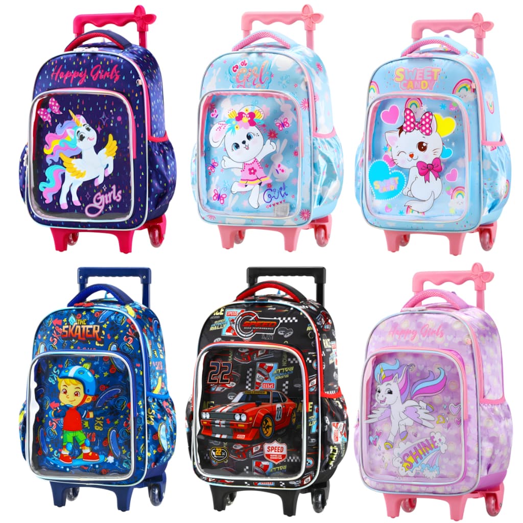 Mochila Infantil Com Rodinha Masculina Feminina Escolar Juvenil Reforçada Qualidade Design Moderno