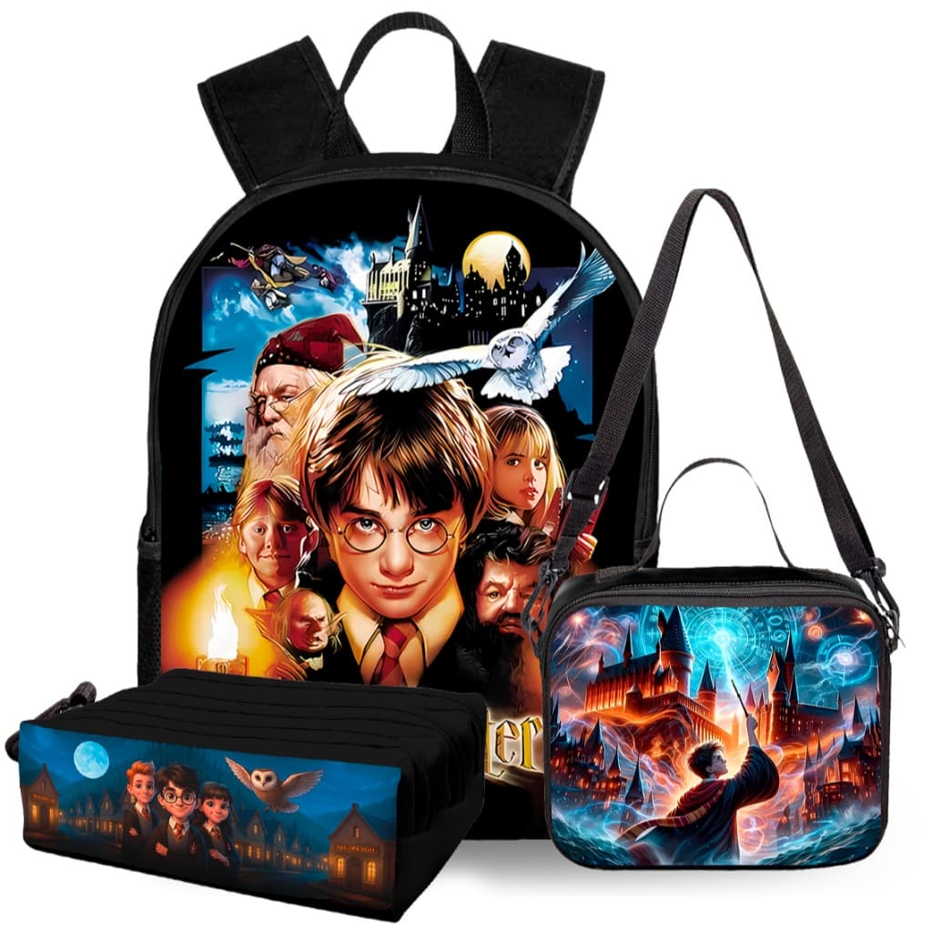 Mochila Infantil Menino Menina Harry Potter Com bolsos laterais e interno