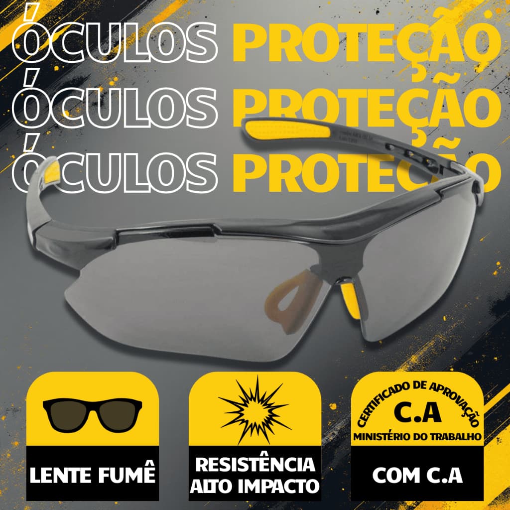 Kit 10un Óculos de Segurança Epi Fumê Boxer Proteção Vonder