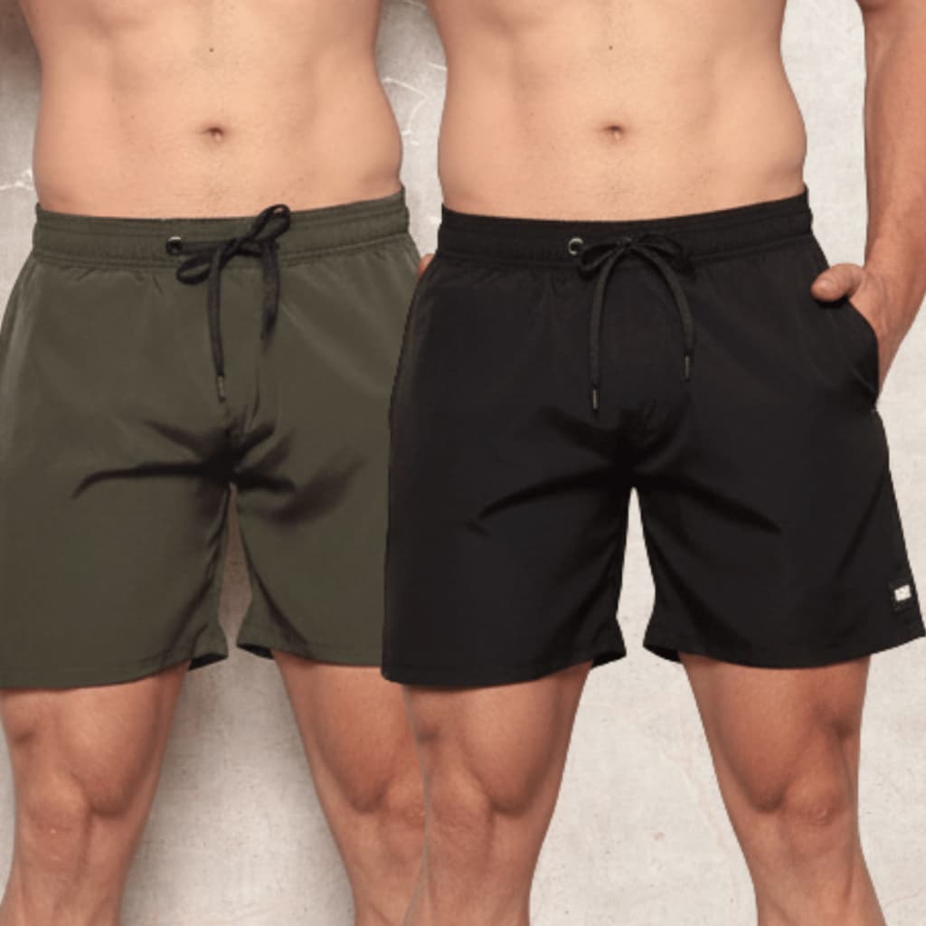 Kit 2 Bermudas Tactel Masculina Shorts Poliéster e Elastano Casual Verão Treino Academia Fitness
