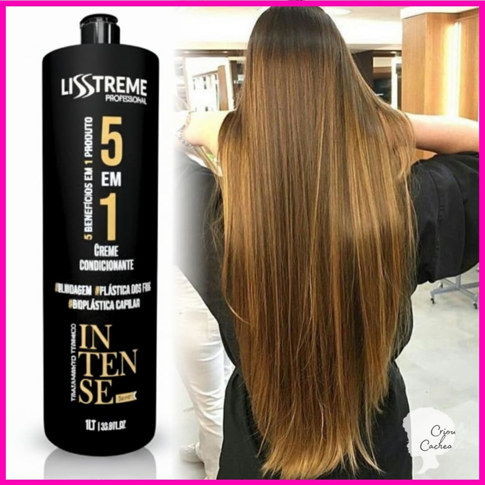 Semi definitiva 5 em 1 Lisstreme Liso Perfeito 1 Litro, Blindagem, Alisamento, Brilho Intenso
