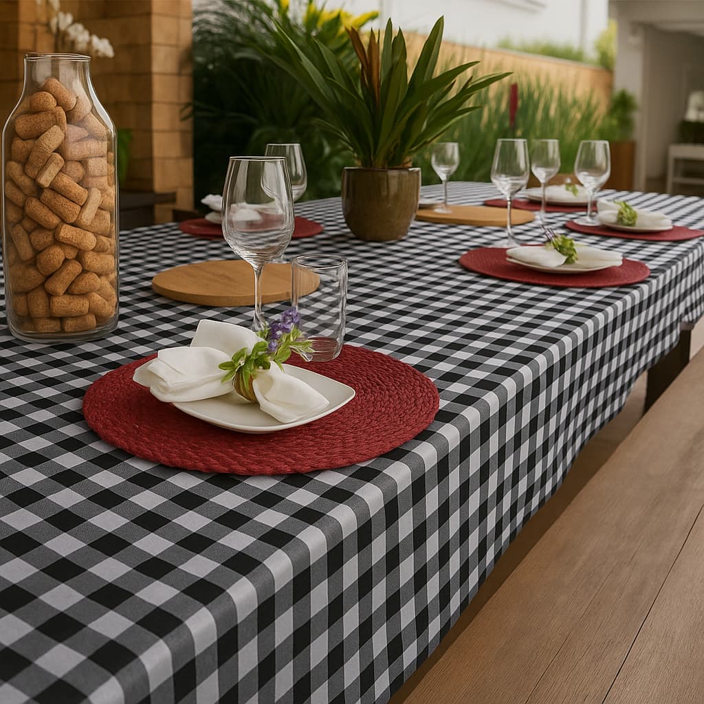 Toalha de Mesa Estampada Xadrez Para Jantar | 4 Lugares | Toque de Elegância promoção