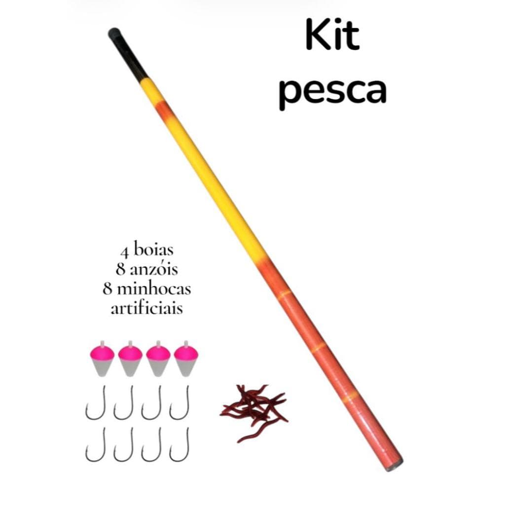 kit pesca vara Telescópica Lisa 3 Metros bamboo Tilápia Piau e Lambari etc.