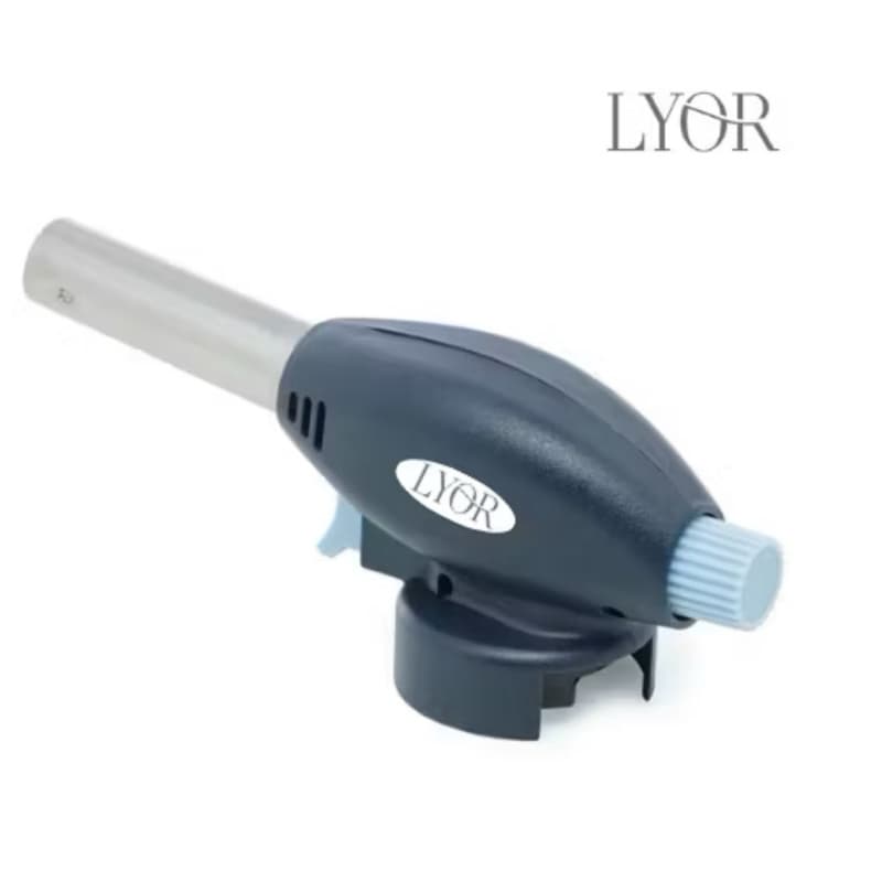 Maçarico Culinário Portátil de Aço Inox Azul 17cm x 6,5cm x 5cm - Lyor | Recarregável e Ajustável