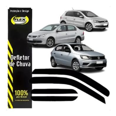 Kit Jogo Calha de Chuva/ Defletor Gol/Voyage G5/G6/G7/2008 ate 2023 4Portas  Acrílico Fumê Ecoflex
