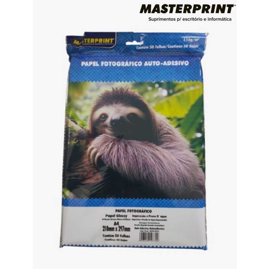 Papel Fotografico Adesivo 115g 50 Folhas Glossy A4 Masterprint