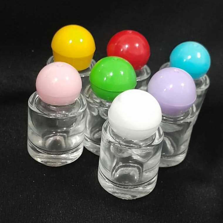 10/30 Mini Frasco em Vidro 5ml Tampa Bola Diversas Cores R13 410 Para Perfumes, Essência, Óleo