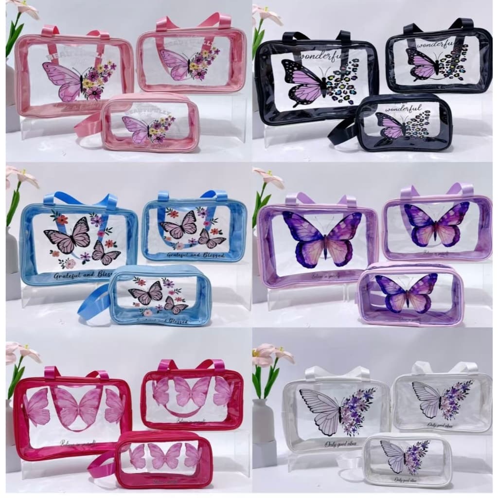 Conjunto de nécessaire de maquiagem elegante de três peças