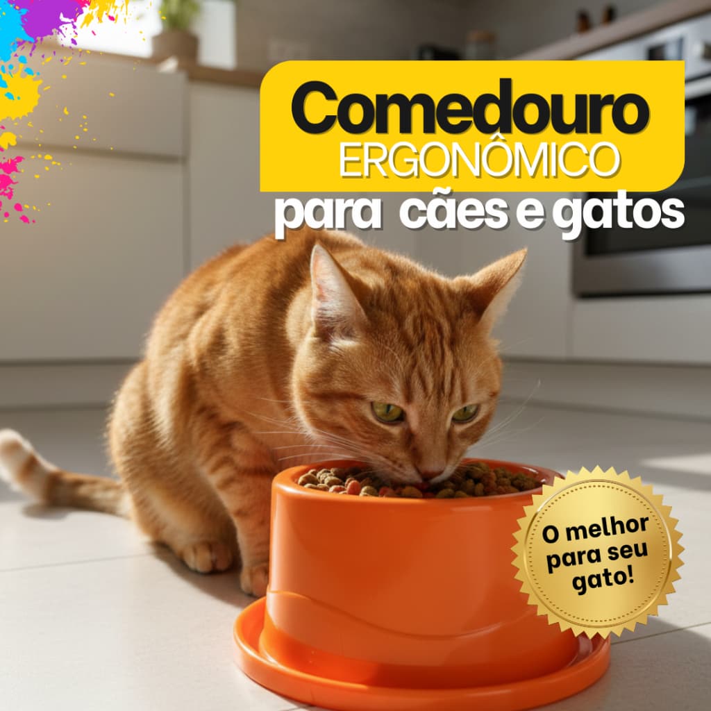 Comedouro Elevado para Cães e Gatos 280 ml Ergonômico. Entrega Super Rápida.