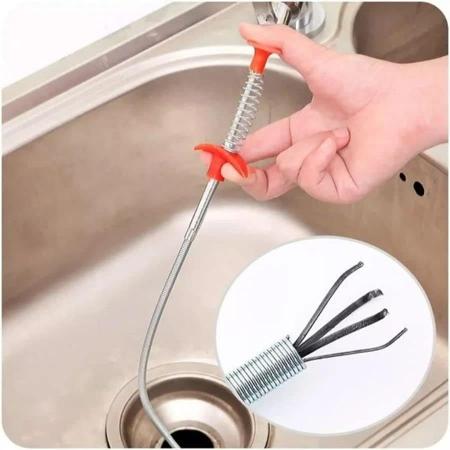 Ferramenta de Limpeza de Ralos, Cabo Flexível com Mola Espiral, Desentupidor Manual para Pias e Ralos