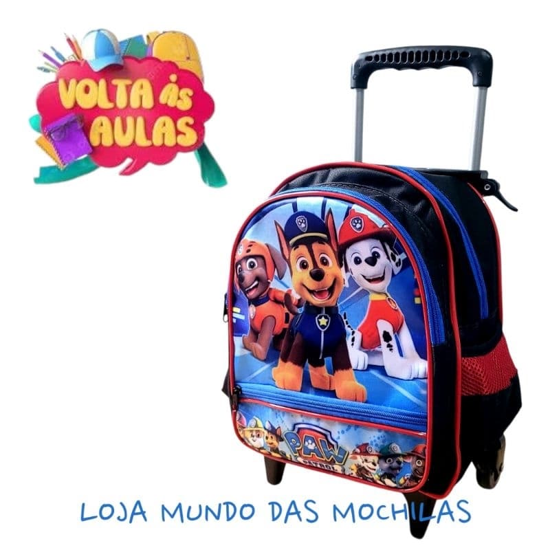 Mochila Escolar Infantil Creche Pequena Com Rodinha Patrulha Canina Menino