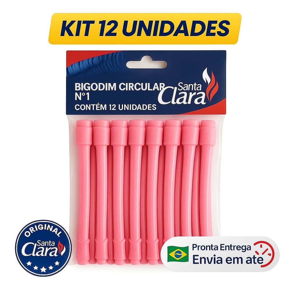 Kit 12 Bigodim Bigudinho Circular Santa Clara Nº1 Nº2 Nº3