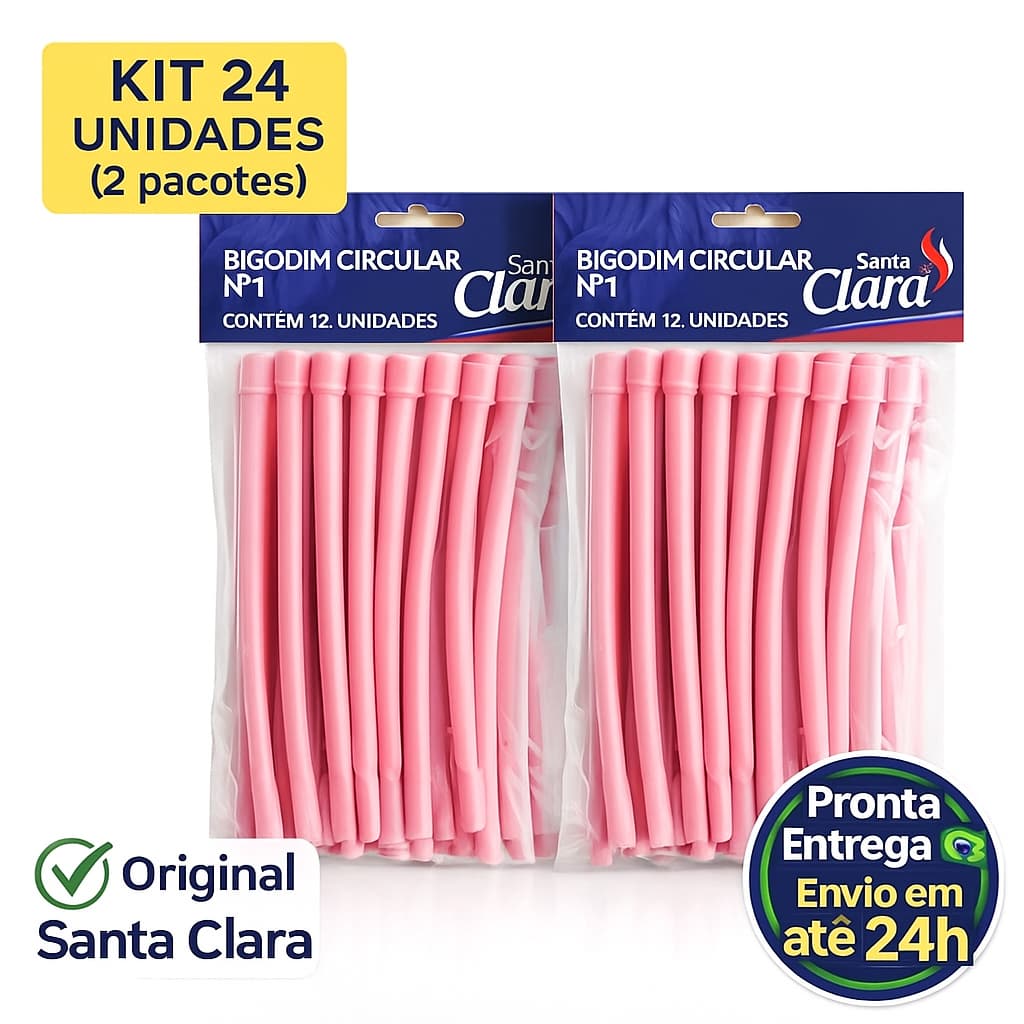 Kit 24 Bigodim Bigudinho Circular Santa Clara Nº1 Nº2 Nº3