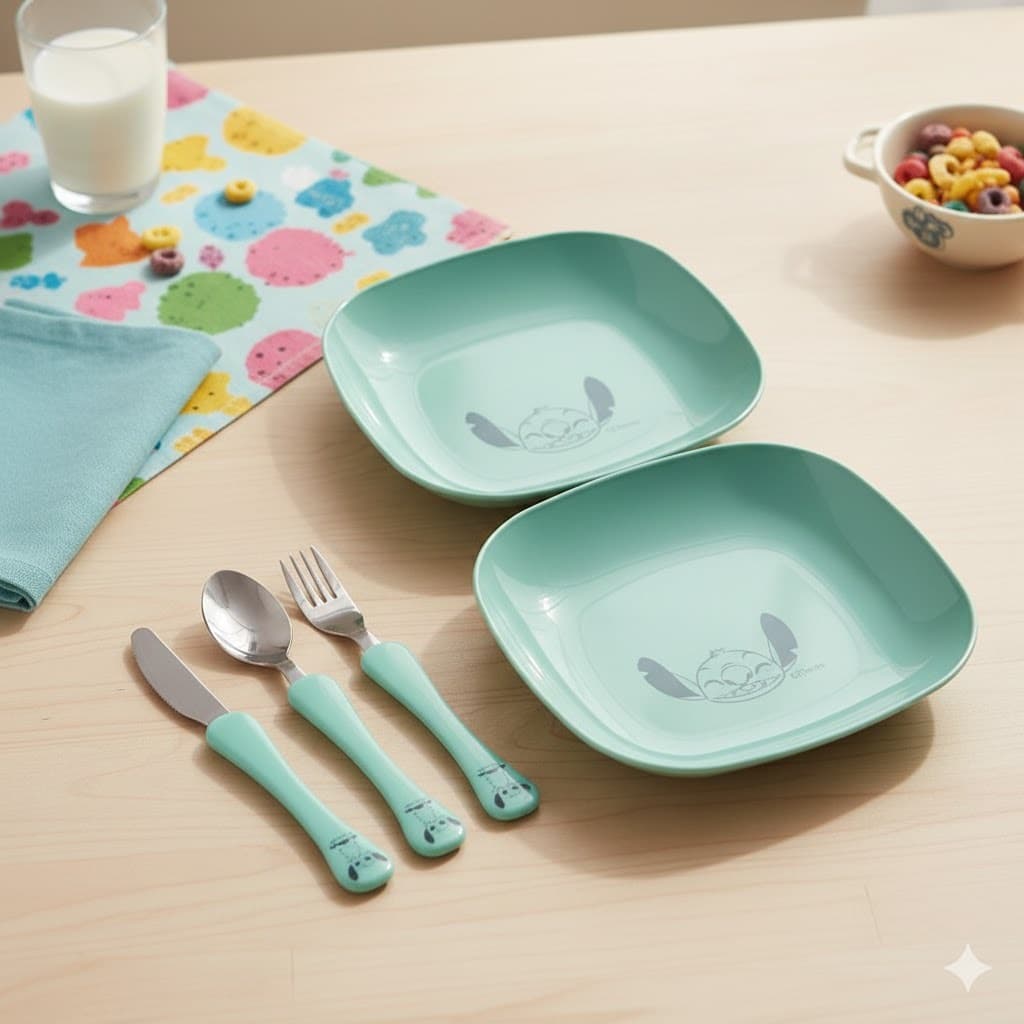 Kit Infantil Alimentação  5 Peças Simonaggio Refeição Pratos Talheres