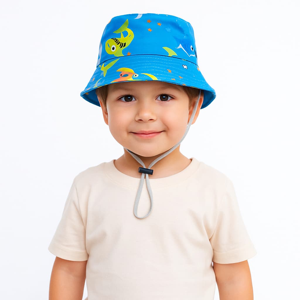 Chapéu Bucket Bebê Infantil Praia Com Cordinha E Regulagem Boné Para Menino E Menina UV+50