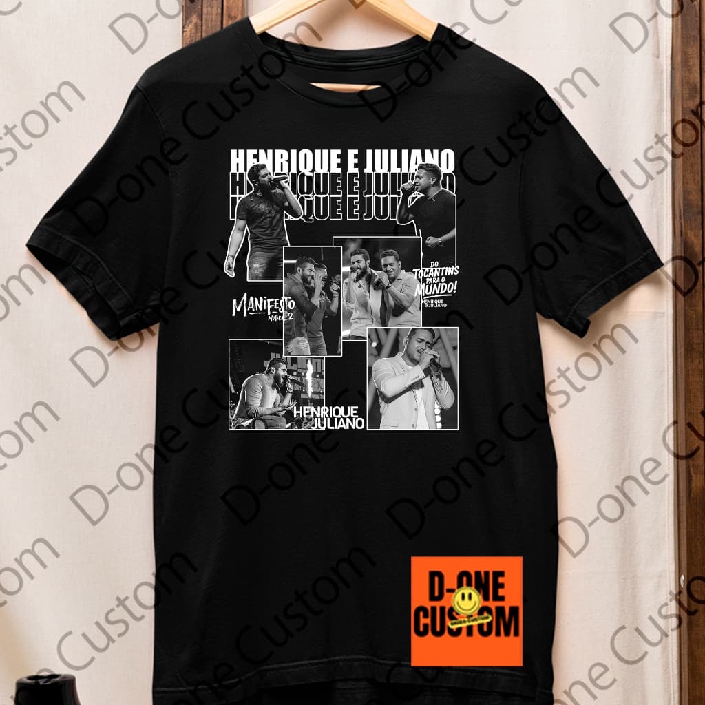 Camisa Camiseta Henrique e Juliano Manifesto Musical 2 Preto e Branco Show Sertanejo Rodeio Festa
