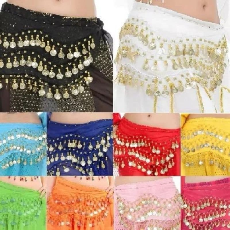 ￼#Lenço De Quadril Dança do Ventre Com Moedas De Quadril Várias Cores #
