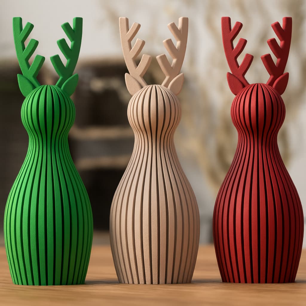 Kit 3 Renas Decorativas Modernas Minimalista Decoração Enfeite de Natal para Sala, Escritório e Mesa