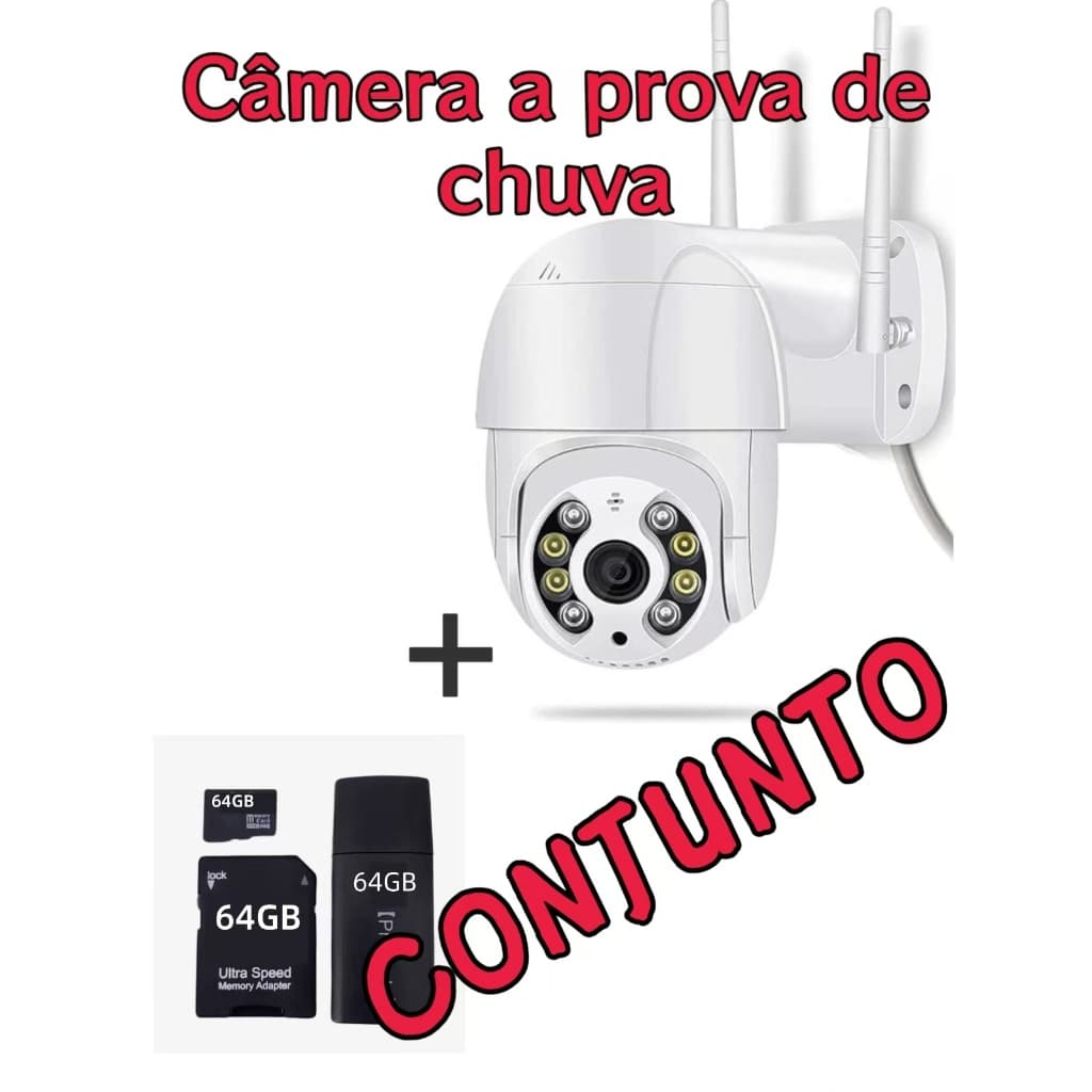 Câmera de Segurança com 64GB cartão de memória Câmera Ip IProva D'água Infravermelho Externa Wifi Hd 1080p SXT-1+64NCK