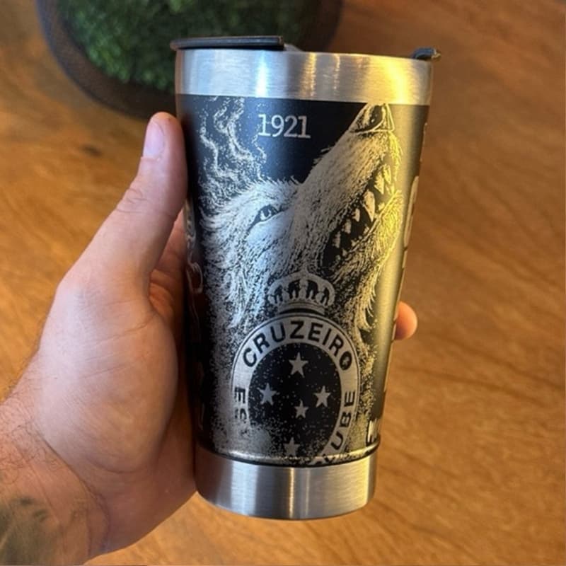 Copo Térmico 473ml Gravação 360 Graus Time Cruzeiro, Arte Exclusiva