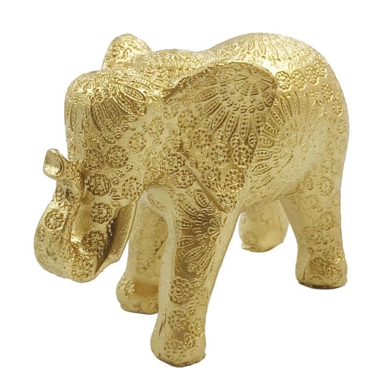 Elefante Miniatura Decorativo P 6x9cm em Resina Dourado para decoração de ambientes