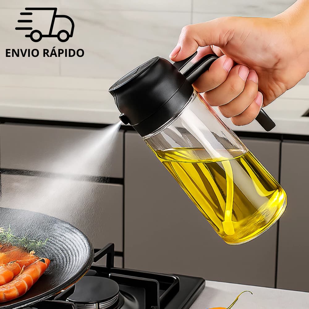 Galheteiro Borrifador Azeite e Vinagre 470ml Vidro com Bico Dosador Inox Porta Azeite Cozinha
