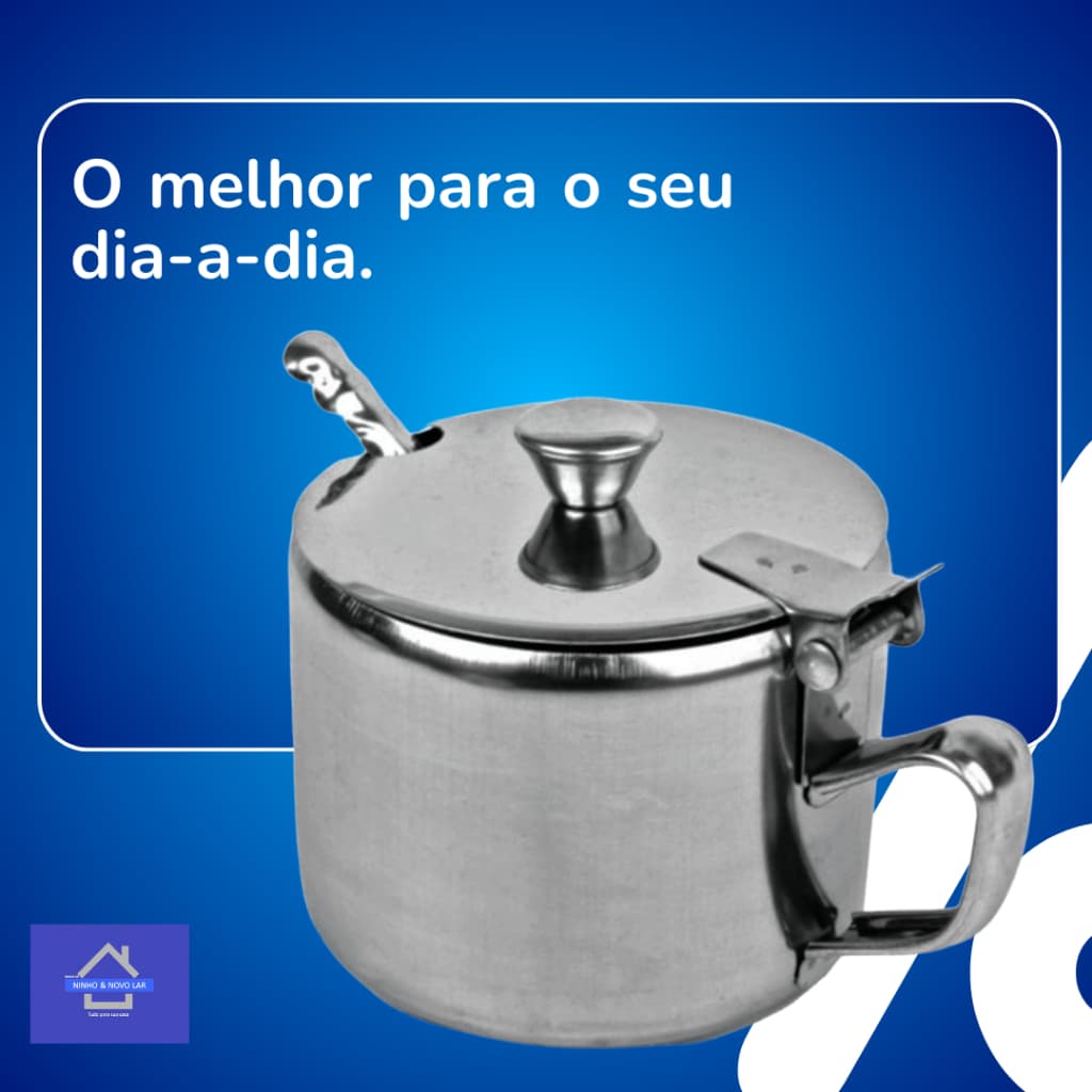 Açucareiro de Aço Inox com Colher 220ml – Cozinha e Café