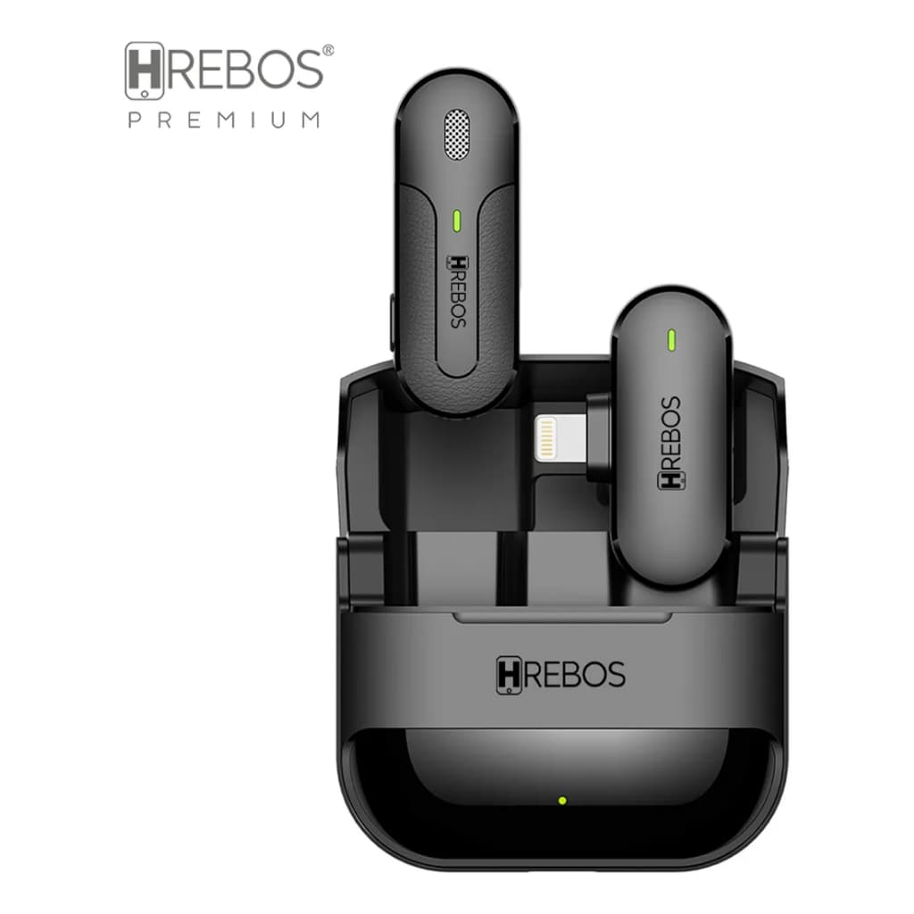 Microfone Lapela Lightning Ios Bluetooth Ant-ruido Clipe Profissional Hrebos Premium If-208 Preto