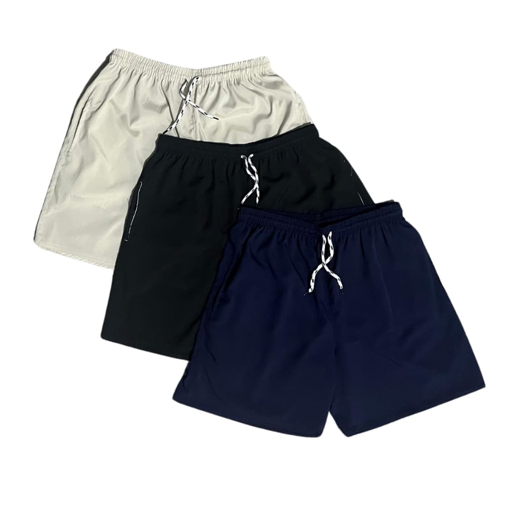 Kit 3 Bermuda Masculina Tactel Lisa com elastano Básica Esportiva