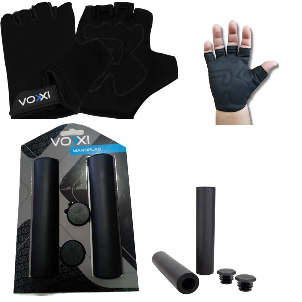 Luva Manopla Ciclismo + punho Voxxi Kit Combo Conforto preto tam:G
