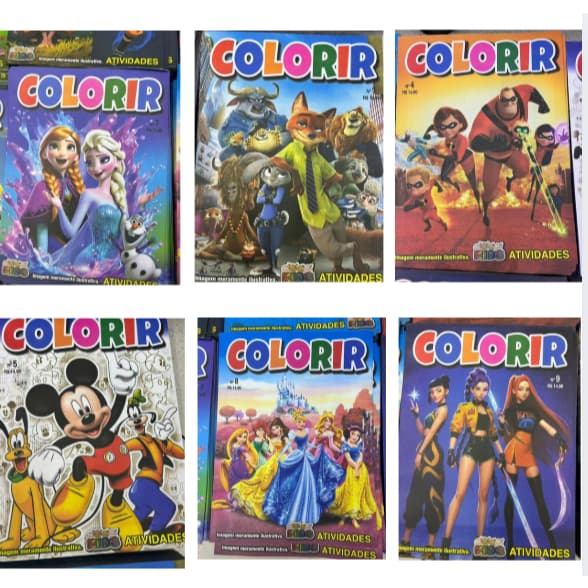 Kit com 20/30/40/5060/70/80 Livro infantil colorir atividade escolar Disney princesas vingadores heróis lembrança