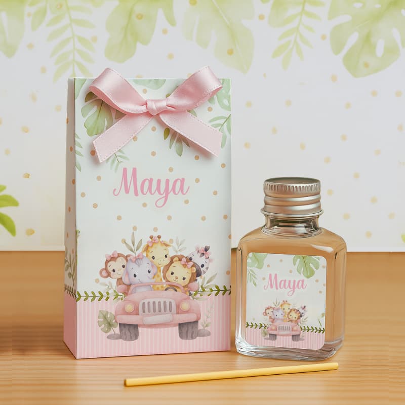 70 kits Lembrancinha Safári menina /Maternidade / Chá de Bebê