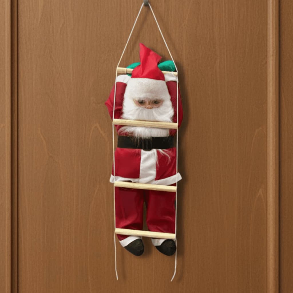 Enfeite Decoração Para Porta Arvore De Natal Papai Noel Escalando Pendurável 60CM Presente Natalino