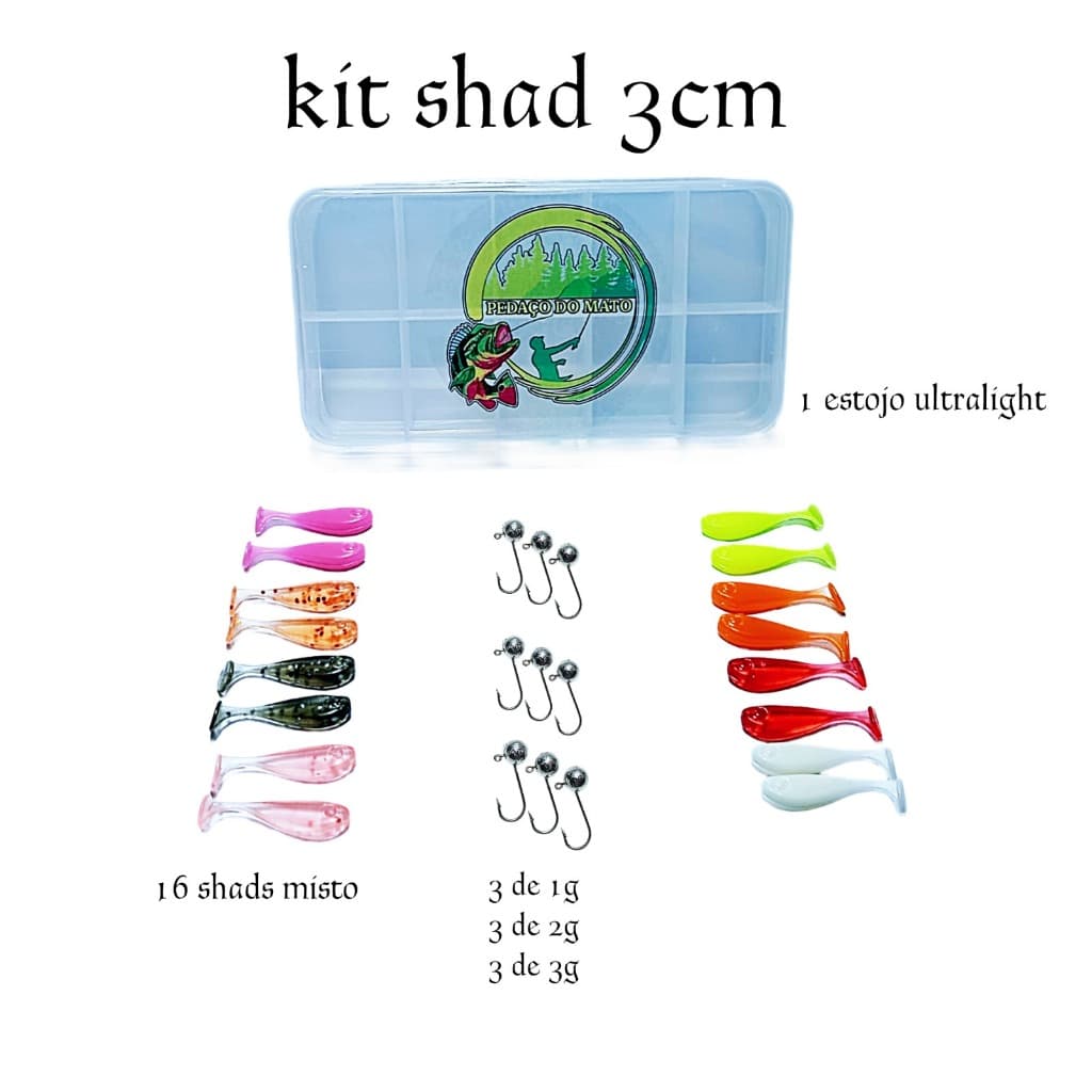 kit ultra light 3 cm 26 unidades micro shad BARRIGUDINHO !!!!!
