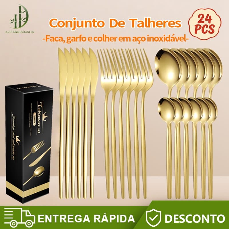 Suprimentos Cozinha ,Talheres de Aço Inoxidável para Uso em Casa, Restaurantes, Festas e Casamentos16PCS/24PCS/30PCS