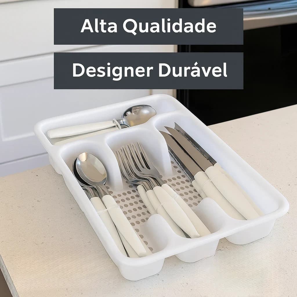 Kit de Talheres em Inox 25 Peças - Branco