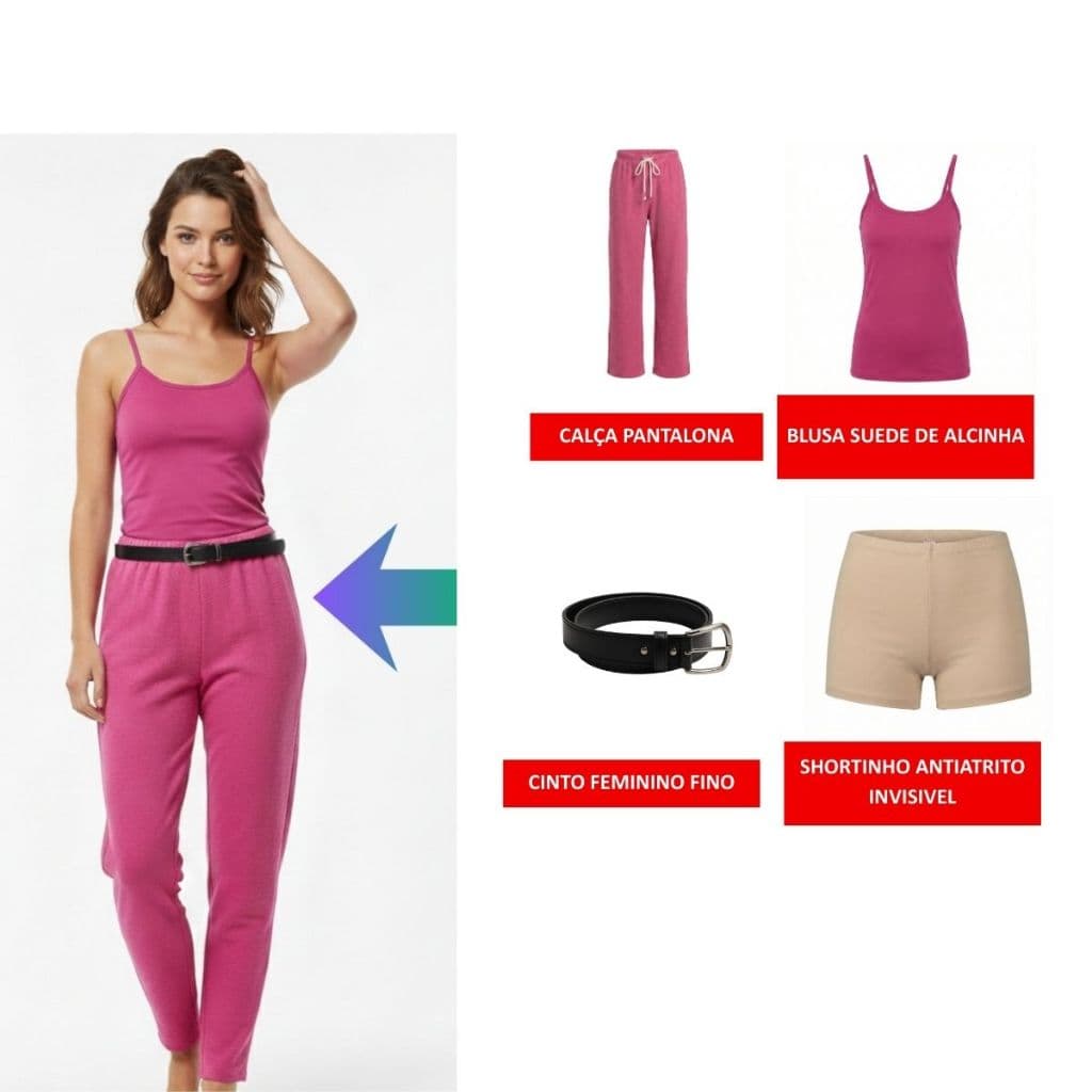 Super Combo Look Completo – Pantalona Duna + Blusa Suede + Cinto Fino + Short Anti Atrito