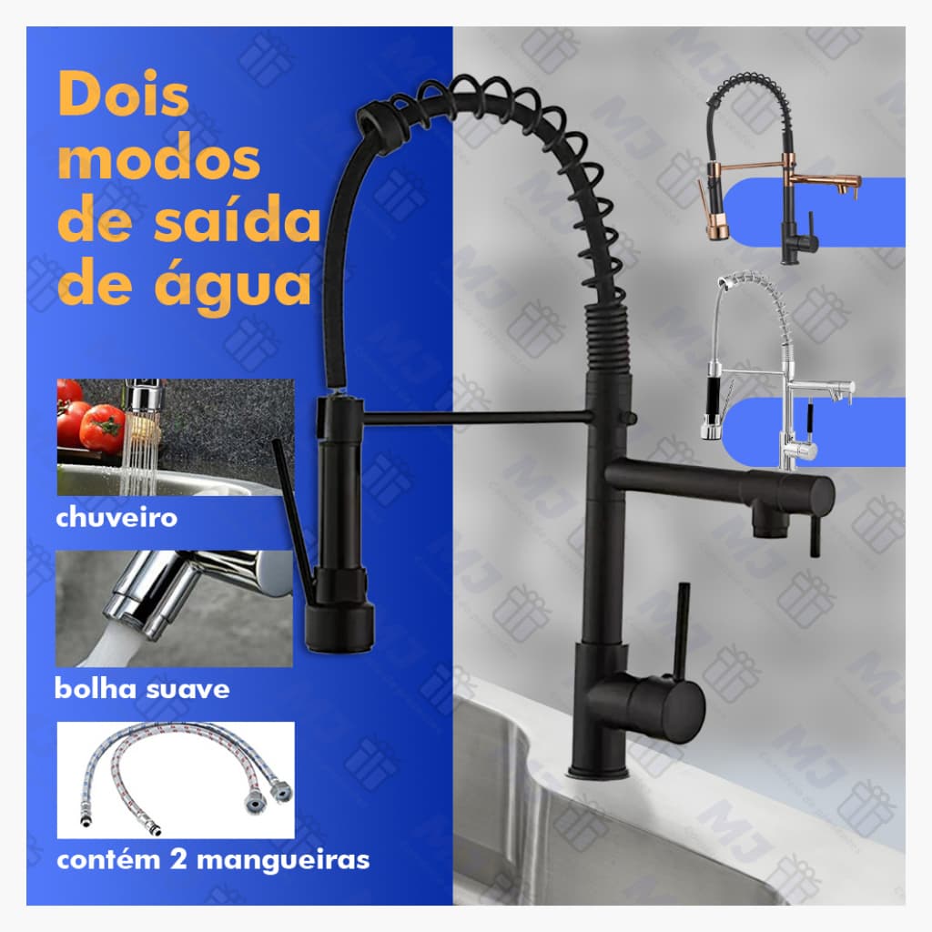 Torneira Cozinha Gourmet Monocomando Com Spray Extensor