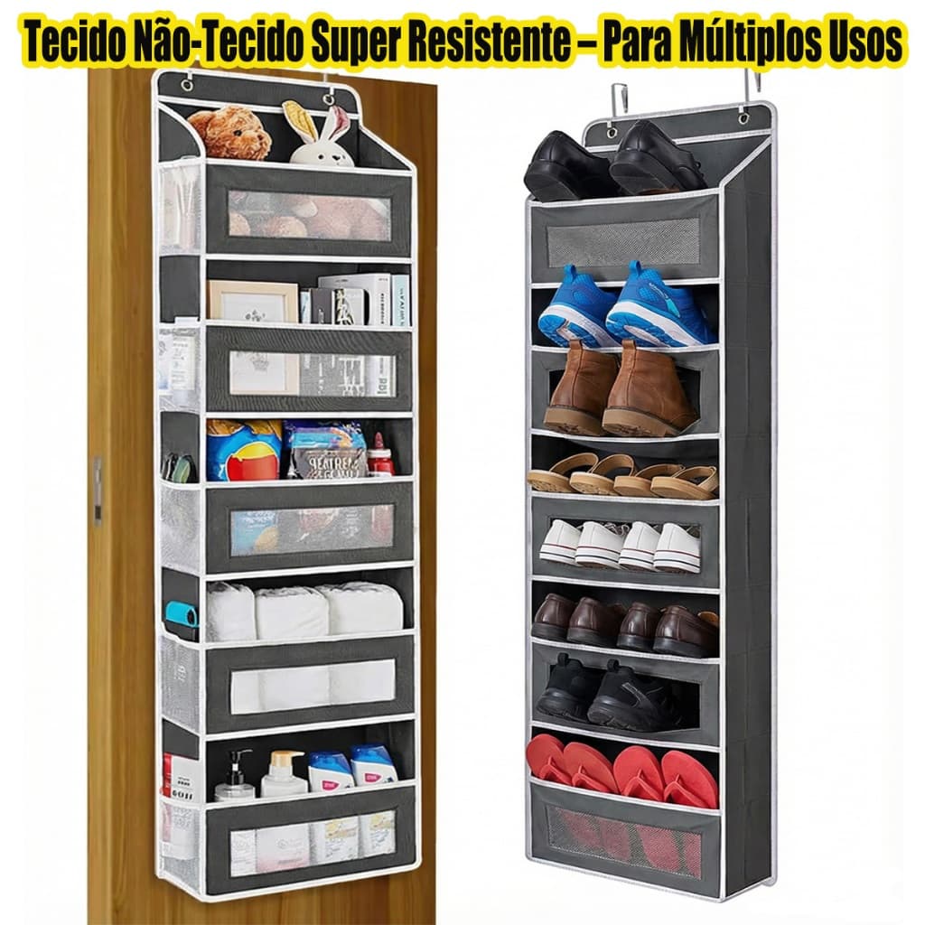 Organizador de Porta com 5 Prateleiras - Grande Capacidade, Dobrável e Multiuso para Armazenamento