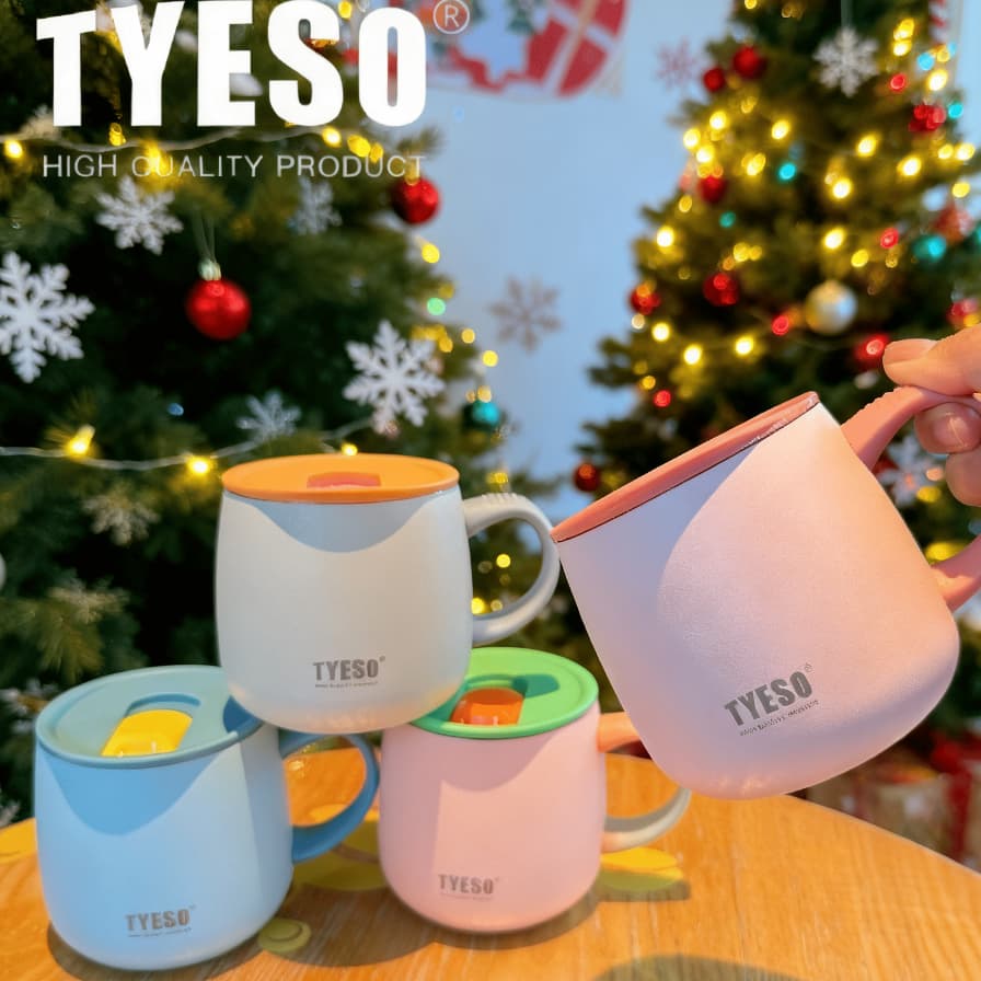 Novo de Natal TYESO CanecaCopo Térmico 355ml com Revestimento Interno de Cerâmica e Tampa de Abertura Facilitada