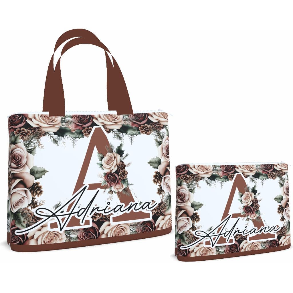 Bolsa Sacola Pasta Ecobag + Necessaire Floral Nome Personalize