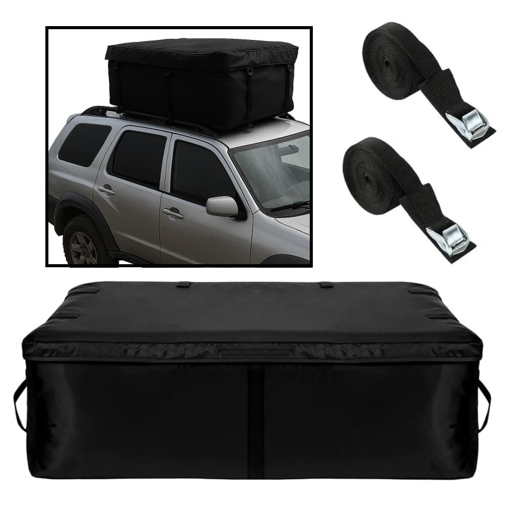 Maleiro De Teto  340L Bagageiro Universal + Fitas Rack Amarrar Carga Universal