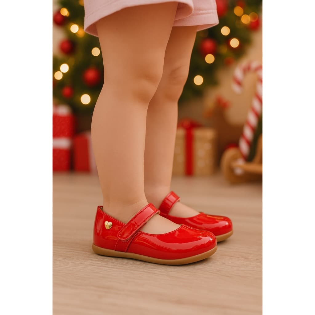 Sapatilha Feminina Bebê Infantil Menina Festa Classic Vermelho Marfim Pequito