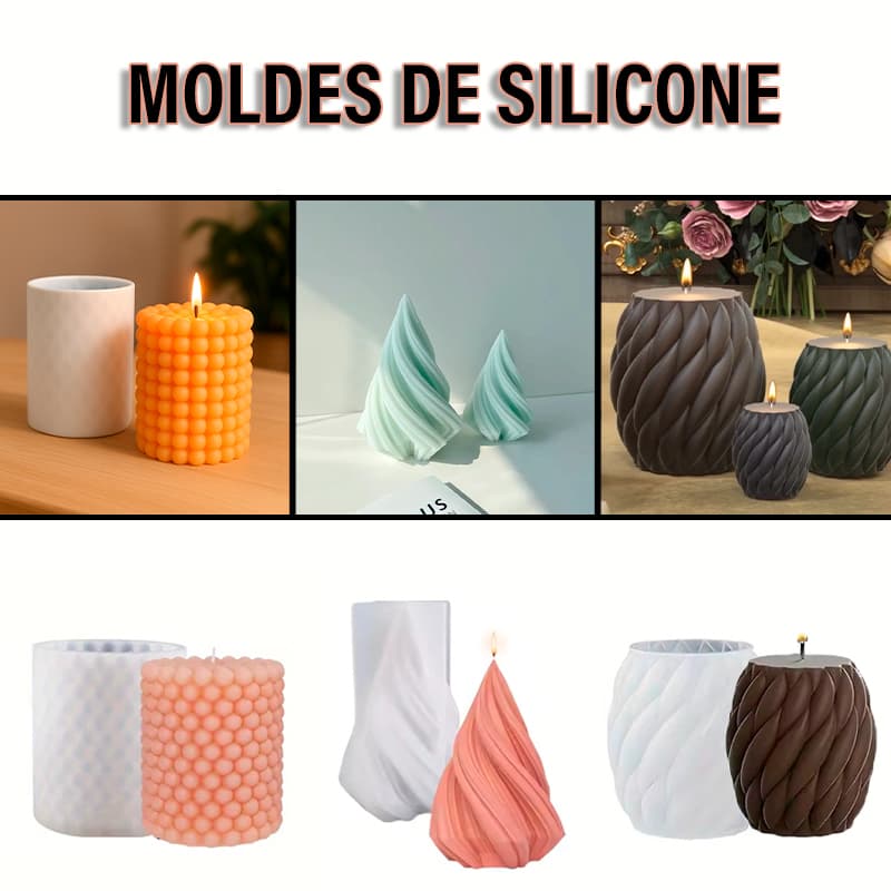 Forma Molde De Silicone Para Vela Pote Vaso Artesanal Cilindro Bolinha Espiral Gesso Resina 3D