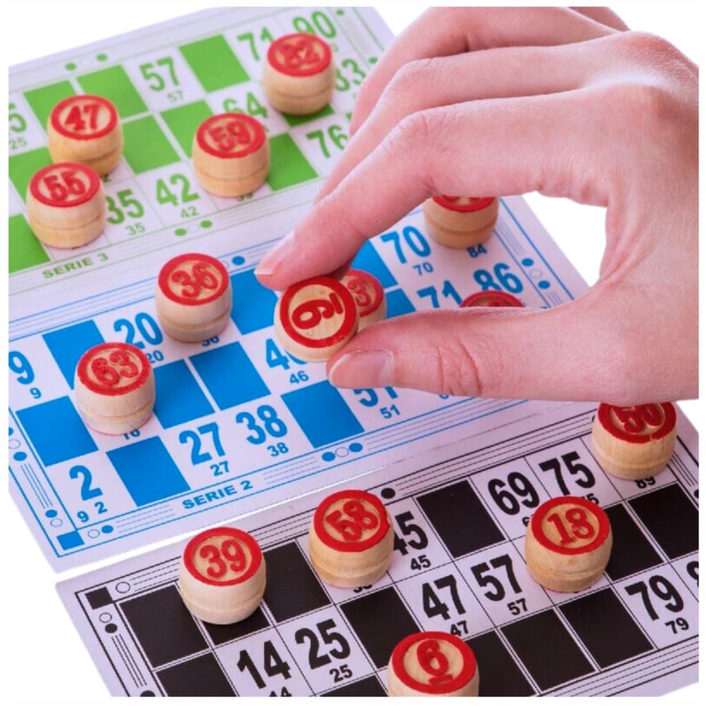 Jogo De Bingo Com 90 Pedras Madeira e 48 Cartelas Numeradas